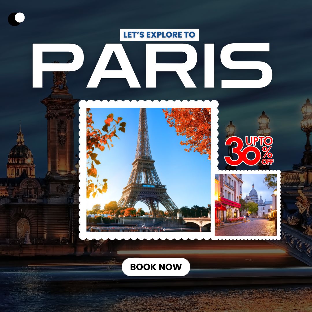 black and blue paris travel instagram post