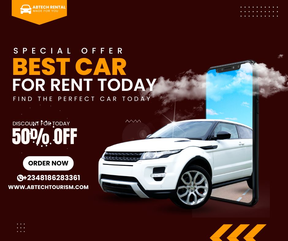 cyan and white modern video car rent & sale facebook post