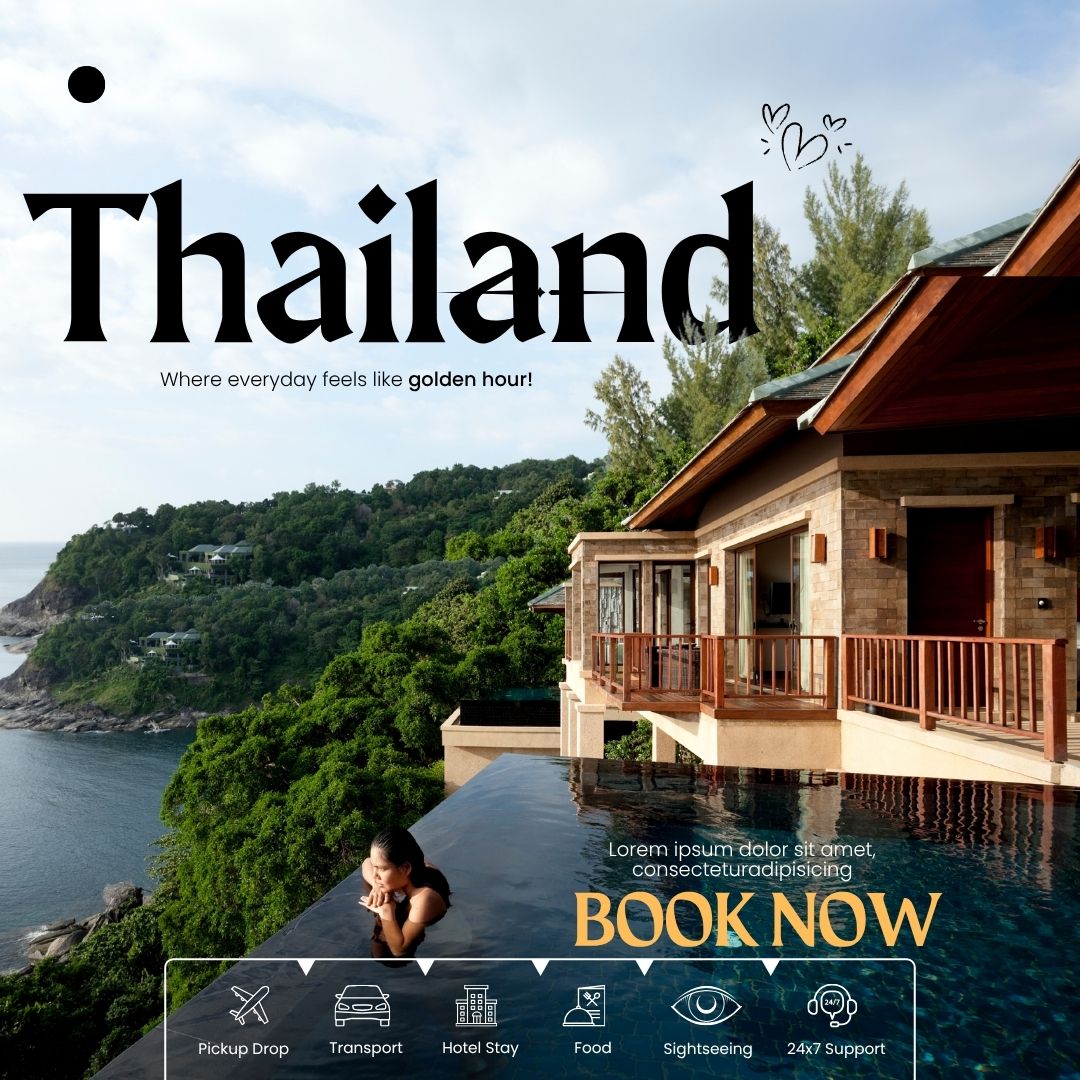 green and white minimalist thailand travel business instagram post