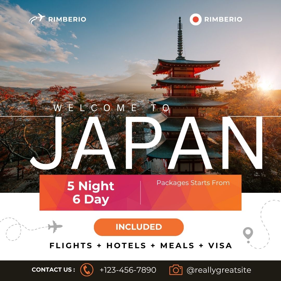 orange and brown japan tour travel trip promotion for instagram post