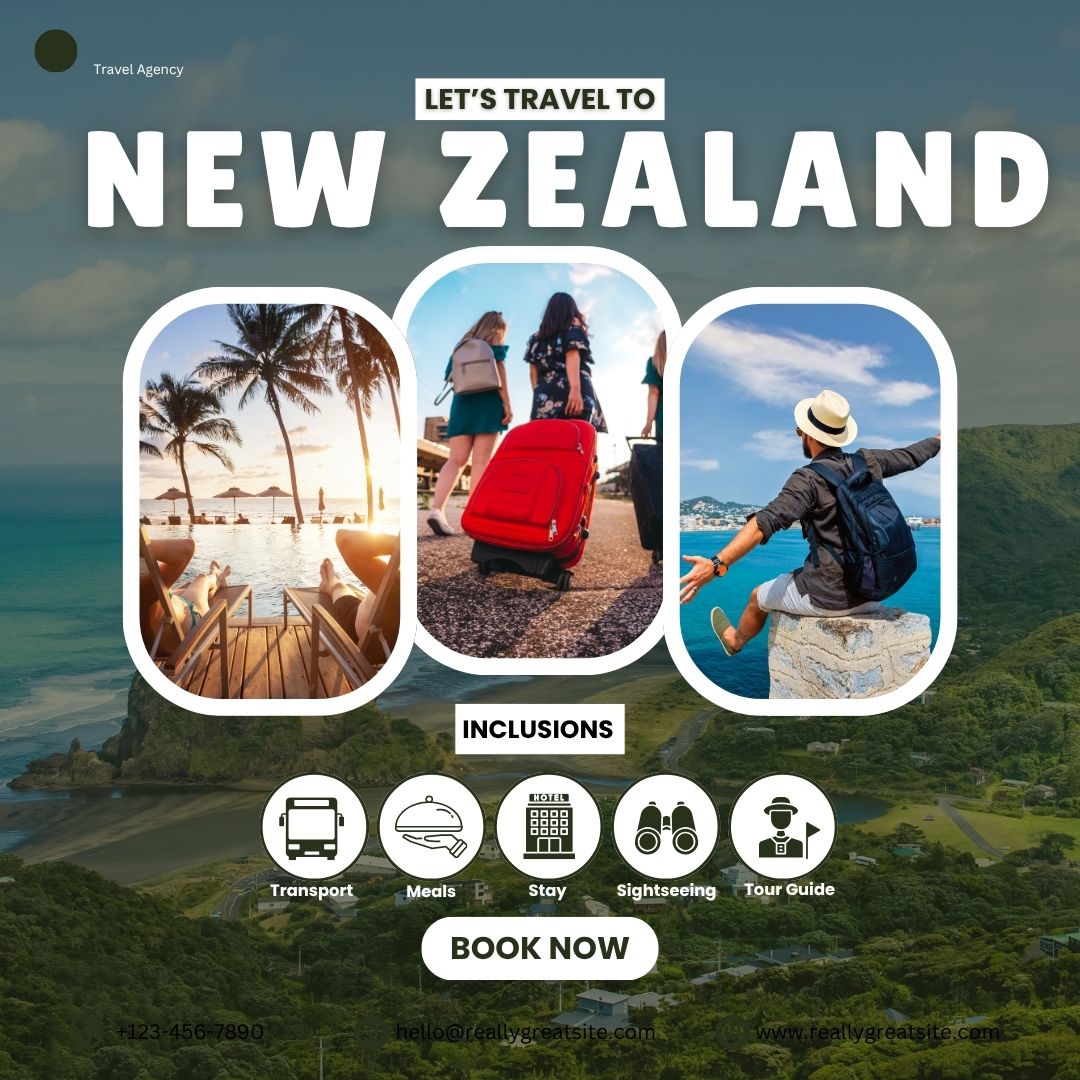 white and blue modern new zealand travel instagram post